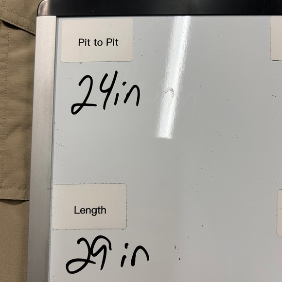 Lands End Mens L Long Sleeve Button Up Shirt Khaki Tan Utility Ripstop Outdoor - Picture 9 of 9